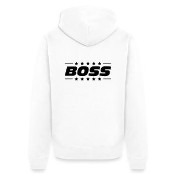 Boss - Unisex Premium Bio Zip Hoodie - Weiß - Hinten - Thijin (182cm)