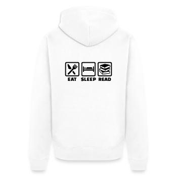 Eat Sleep read - Unisex Premium Organic Zip Hoodie - white - Back - Thijin (182cm)