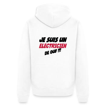 Je suis un électricien de ouf !!! 222 - Unisex Premium Bio Zip Hoodie - Weiß - Hinten - Thijin (182cm)