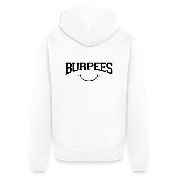 Burpees - It's Easy When You Smile :) - Unisex Premium Bio Zip Hoodie - Weiß - Hinten - Thijin (182cm)