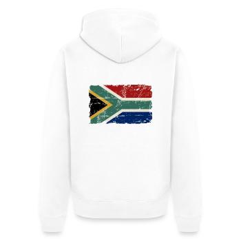 South Africa Flag - Vintage Look - Unisex Premium Bio Zip Hoodie - Weiß - Hinten - Thijin (182cm)