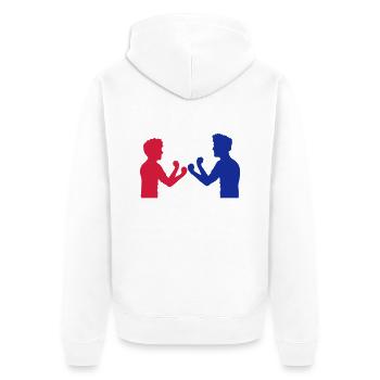rouge bleu 2 ennemis amis équipe couple duel boxe ka - Veste à capuche bio Premium Unisexe - blanc - Dos - Thijin (182cm)