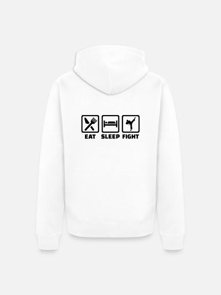 Eat Sleep fight - Veste à capuche bio Premium Unisexe - blanc