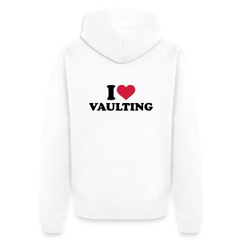 Voltigieren - Unisex Premium Bio Zip Hoodie - Weiß - Hinten - Thijin (182cm)