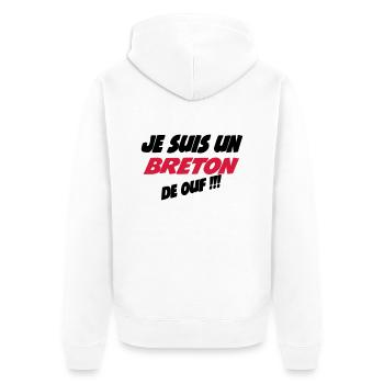 Je suis un breton de ouf !!! - Veste à capuche bio Premium Unisexe - blanc - Dos - Thijin (182cm)