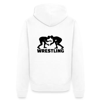 Ringen - Unisex Premium Bio Zip Hoodie - Weiß - Hinten - Thijin (182cm)