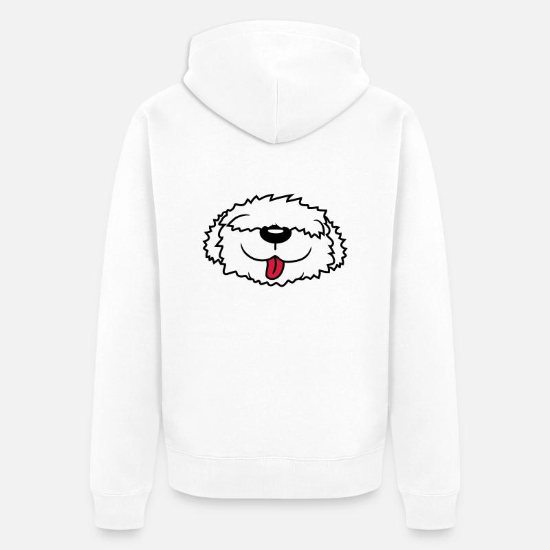 Visage de chien Bobtail - Veste à capuche bio Premium Unisexe - blanc