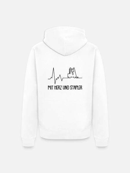 mit herz und stapler - Unisex Premium Bio Zip Hoodie - Weiß