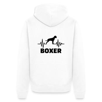 Boxer - Unisex Premium Bio Zip Hoodie - Weiß - Hinten - Thijin (182cm)