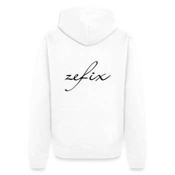 zefix - Unisex Premium Bio Zip Hoodie - Weiß - Hinten - Thijin (182cm)