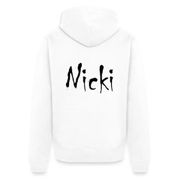 nicki - Unisex Premium Bio Zip Hoodie - Weiß - Hinten - Thijin (182cm)