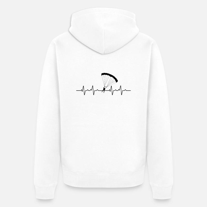 Parachute Heartbeat Parachutisme - Veste à capuche bio Premium Unisexe - blanc