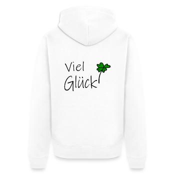 Viel Glück - Unisex Premium Bio Zip Hoodie - Weiß - Hinten - Thijin (182cm)