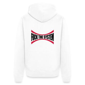 Logo J'emmerde le système - Veste à capuche bio Premium Unisexe - blanc - Dos - Thijin (182cm)