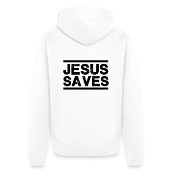 Jesus saves - Unisex Premium Organic Zip Hoodie - white - Back - Thijin (182cm)
