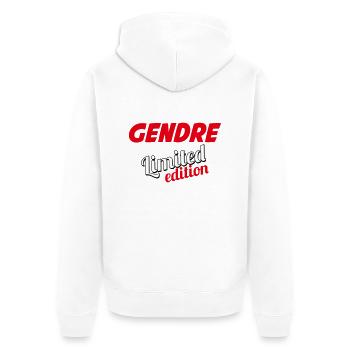 GENDRE LIMITED EDITION - Unisex Premium Organic Zip Hoodie - white - Back - Thijin (182cm)