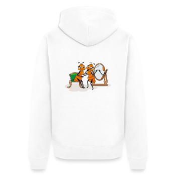 Cartoon happy ant girlfriends - Unisex Premium Organic Zip Hoodie - white - Back - Thijin (182cm)