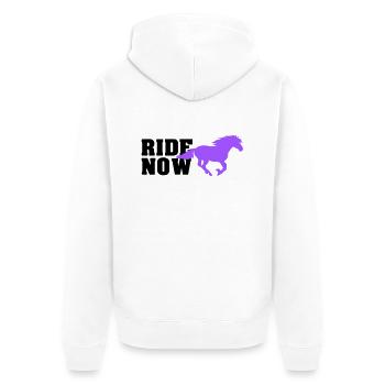 ride now - Unisex Premium Organic Zip Hoodie - white - Back - Thijin (182cm)