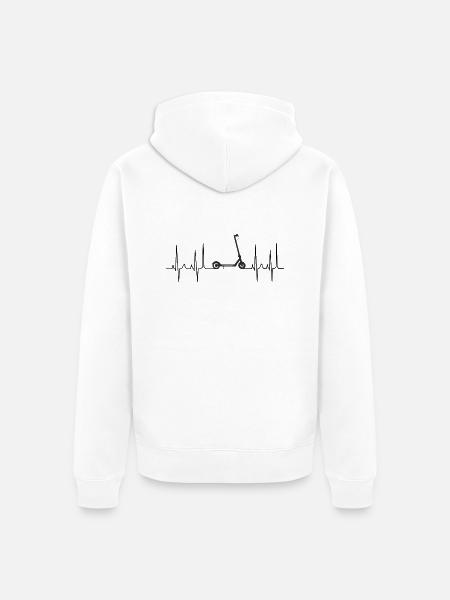 Escooter Kickboard, Trotinett Cardiogram - Unisex Premium Organic Zip Hoodie - white