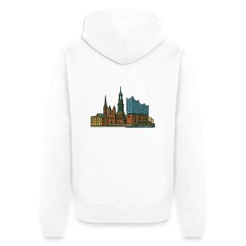 hamburg skyline - Unisex Premium Bio Zip Hoodie - Weiß - Hinten - Thijin (182cm)
