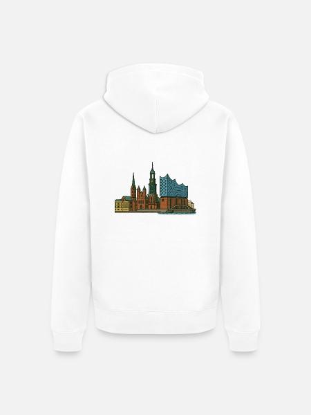 Hamburg Skyline - Unisex Premium Organic Zip Hoodie - white