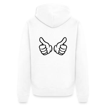 pouces levés main comme - Veste à capuche bio Premium Unisexe - blanc - Dos - Thijin (182cm)