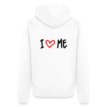 i love me - Unisex Premium Bio Zip Hoodie - Weiß - Hinten - Thijin (182cm)