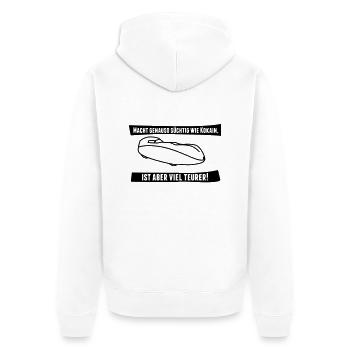 Velomobil Milan Spruch - Unisex Premium Bio Zip Hoodie - Weiß - Hinten - Thijin (182cm)