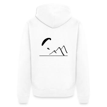 Paragliding Berg - Unisex Premium Bio Zip Hoodie - Weiß - Hinten - Thijin (182cm)