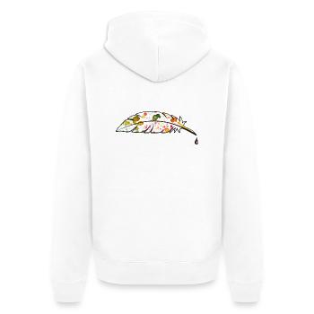 feder - Unisex Premium Bio Zip Hoodie - Weiß - Hinten - Thijin (182cm)