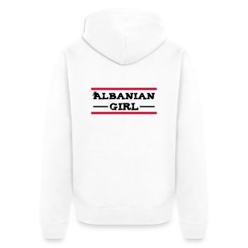 albanian_girl_with_eagle - Unisex Premium Bio Zip Hoodie - Weiß - Hinten - Thijin (182cm)