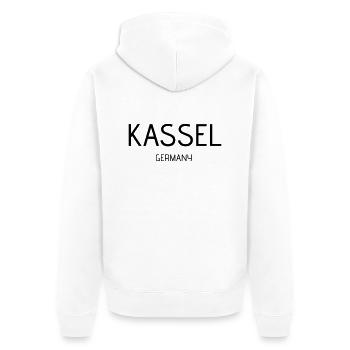 Kassel - Unisex Premium Bio Zip Hoodie - Weiß - Hinten - Thijin (182cm)
