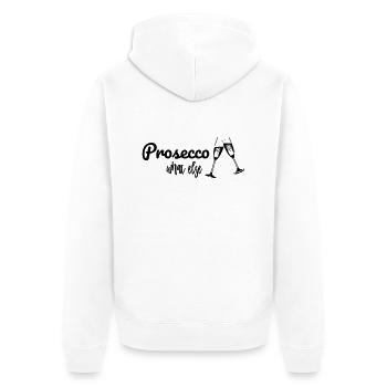 Prosecco what else / Partyshirt / Mädelsabend - Unisex Premium Bio Zip Hoodie - Weiß - Hinten - Thijin (182cm)