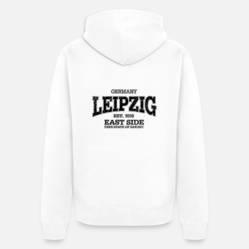 Leipzig (à l'ancienne noir) - Veste à capuche bio Premium Unisexe - blanc