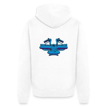 A background controllers - Unisex Premium Organic Zip Hoodie - white - Back - Thijin (182cm)