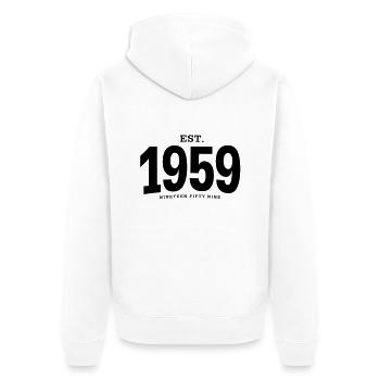 EST. 1959 Nineteen Fifty Nine - Unisex Premium Bio Zip Hoodie - Weiß - Hinten - Thijin (182cm)