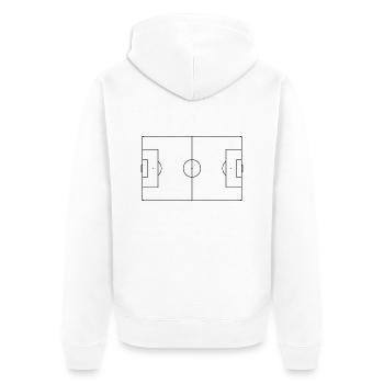Spielfeld - Unisex Premium Bio Zip Hoodie - Weiß - Hinten - Thijin (182cm)