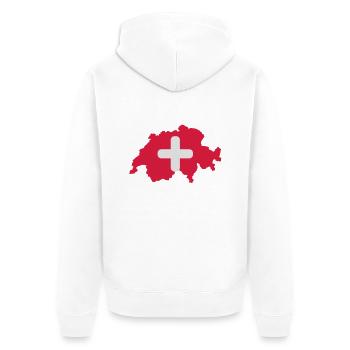 swiss_rq2 - Unisex Premium Bio Zip Hoodie - Weiß - Hinten - Thijin (182cm)