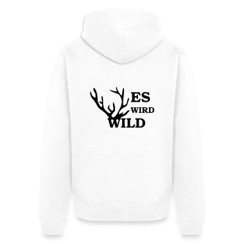 es wird wild - Unisex Premium Bio Zip Hoodie - Weiß - Hinten - Thijin (182cm)