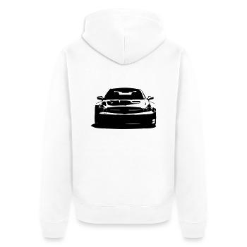 German Sportwaagen - Unisex Premium Bio Zip Hoodie - Weiß - Hinten - Thijin (182cm)