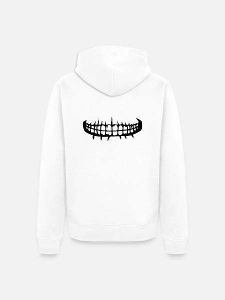 zęby usta uśmiech horror halloween przerażające boes - Ekologiczna rozpinana bluza z kapturem Premium unisex - biały