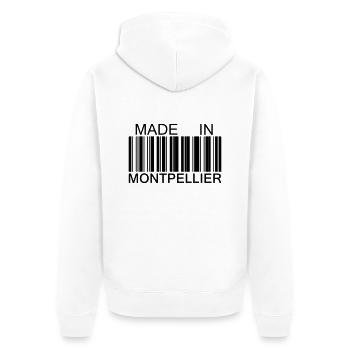 Made in Montpellier 34 Hérault - Veste à capuche bio Premium Unisexe - blanc - Dos - Thijin (182cm)