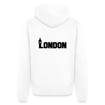 london - Unisex Premium Bio Zip Hoodie - Weiß - Hinten - Thijin (182cm)