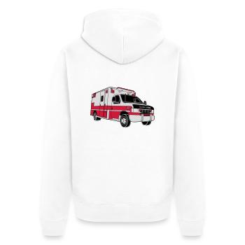 Ambulance / Rettungswagen - Unisex Premium Bio Zip Hoodie - Weiß - Hinten - Thijin (182cm)