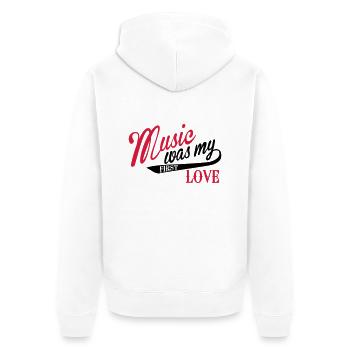 La musique veux dire ce que mon premier amour - - Veste à capuche bio Premium Unisexe - blanc - Dos - Thijin (182cm)