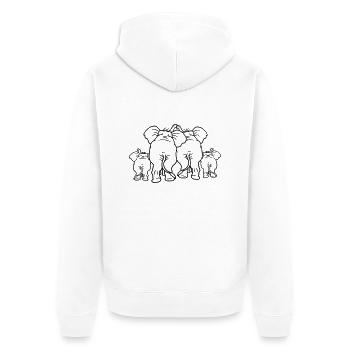elefanten familie liebe paar paerchen 2 baby kind - Unisex Premium Bio Zip Hoodie - Weiß - Hinten - Thijin (182cm)