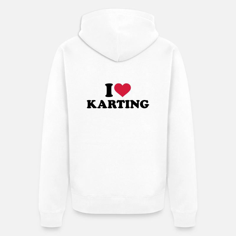 I love Karting - Veste à capuche bio Premium Unisexe - blanc