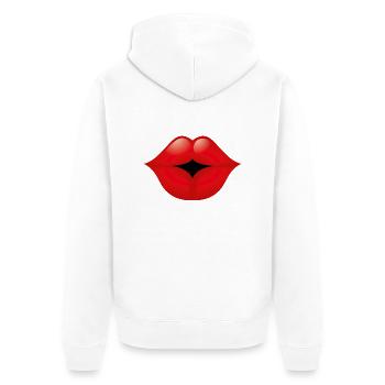 Smiley Lips - Unisex Premium Bio Zip Hoodie - Weiß - Hinten - Thijin (182cm)