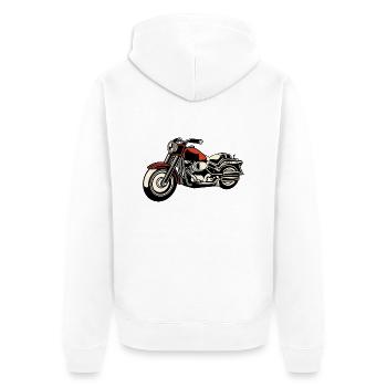 Motorrad - Unisex Premium Bio Zip Hoodie - Weiß - Hinten - Thijin (182cm)