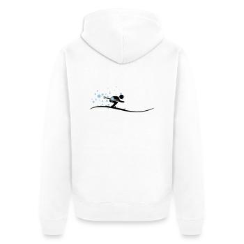Sport - Skifahrer - Unisex Premium Bio Zip Hoodie - Weiß - Hinten - Thijin (182cm)